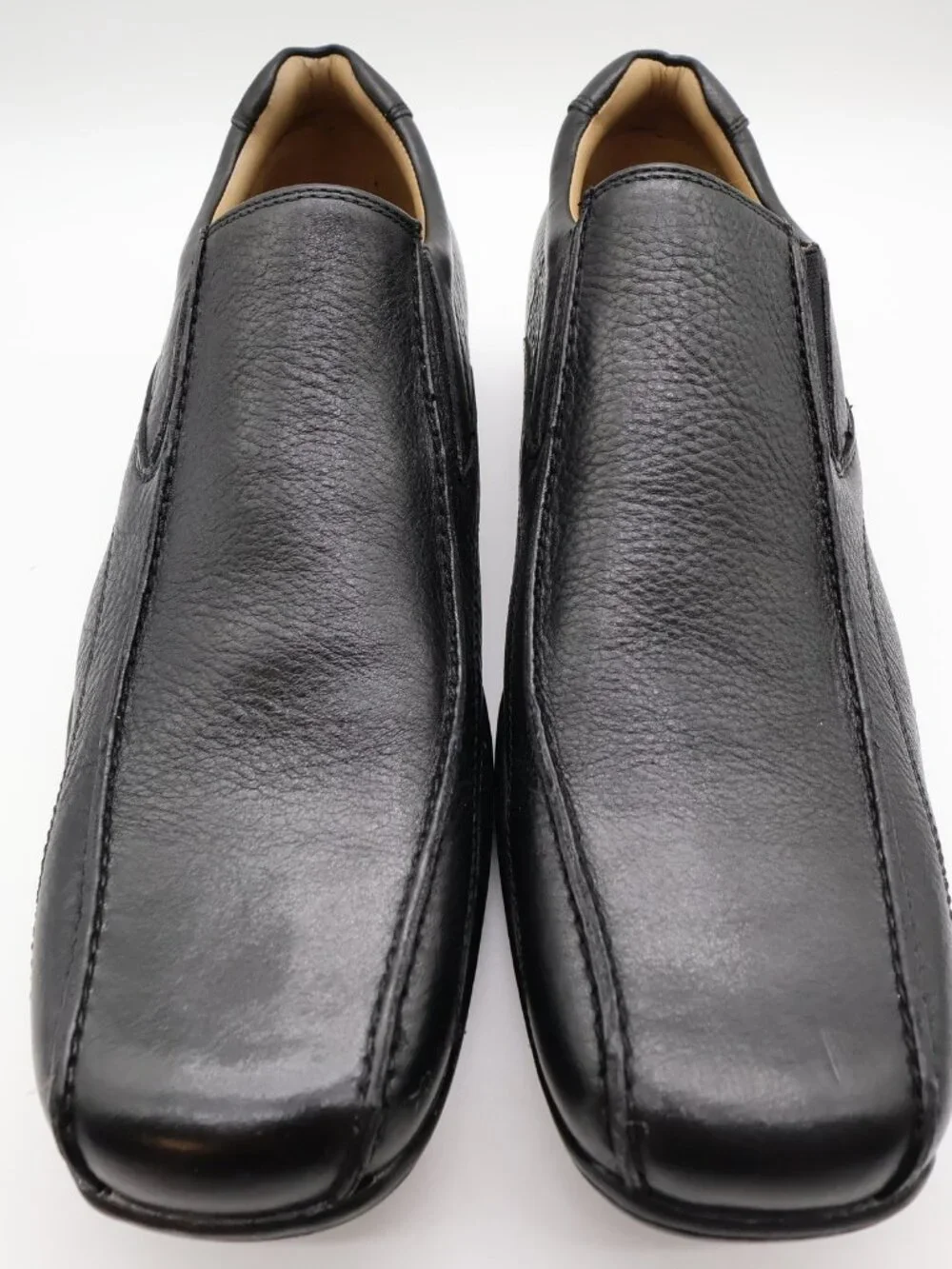 Hush Puppies Santiago Men's 12 Black Leather Slip-On Dress Loafers